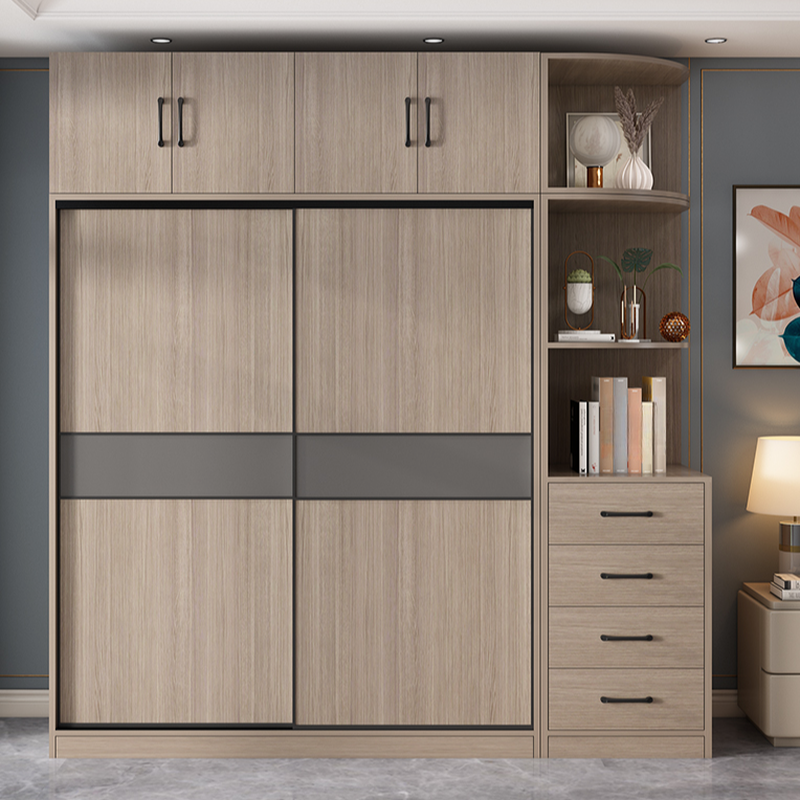 Rustic Brown Self-supporting Armoire Cabinet Pine with Shelves