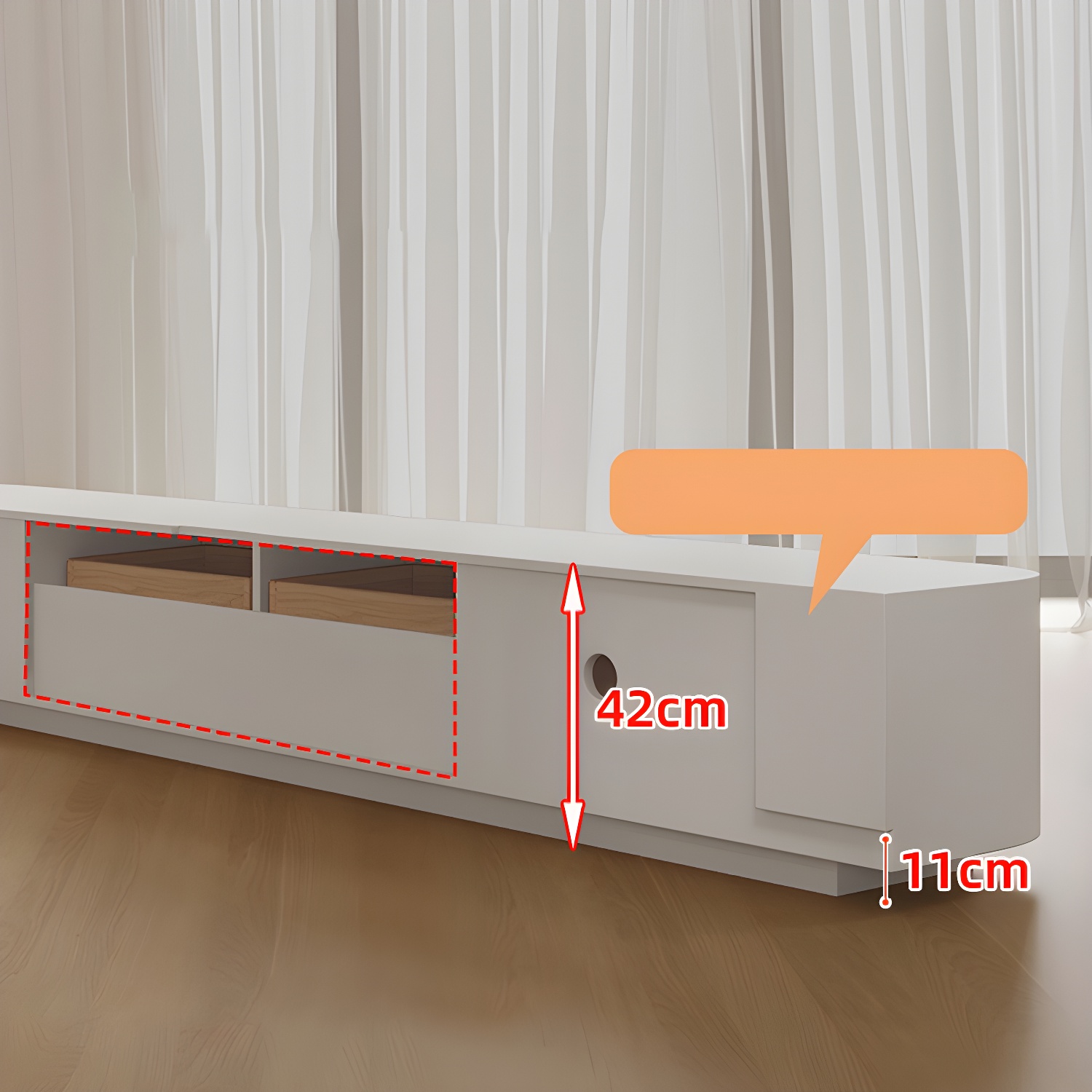 16" W Modern TV Media Console Enclosed Storage TV Stand Console with Drawers - image 6