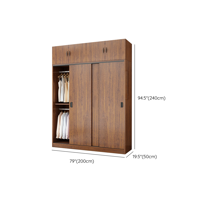 Modern Wooden Wardrobe Armoire with 3 Clothing Rods and Interior Shelves - image 33