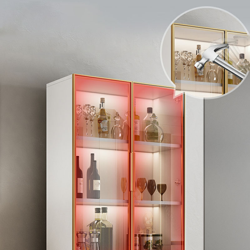 Modern-Style Glass Top Rectangular Accent Cabinet White.Drawer included, No Exterior Shelves - image 5
