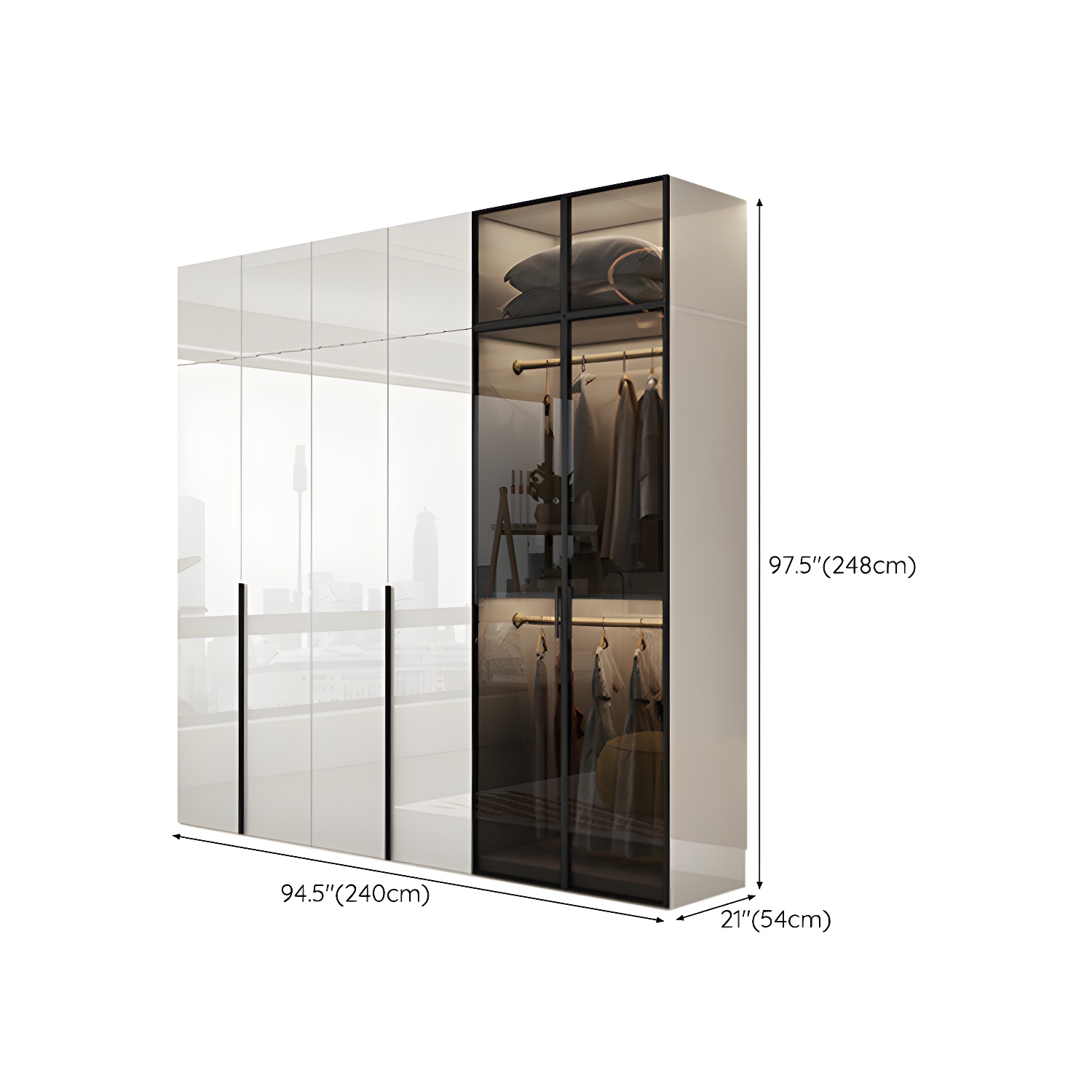 Sleek White Wood Wardrobe Armoire with Soft Close Drawers and Shelves - image 25