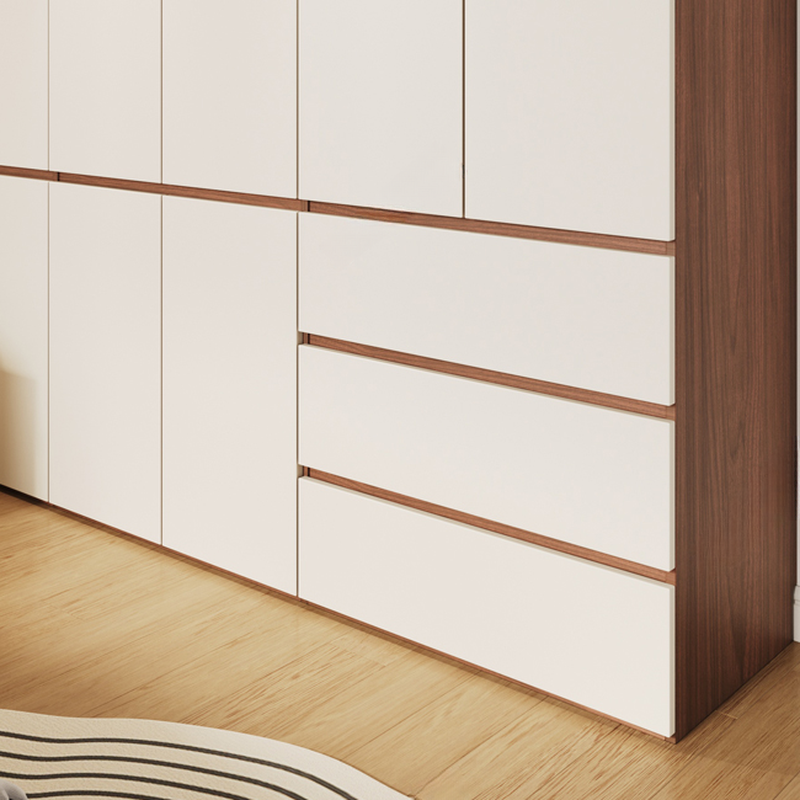 White Minimalist Manufactured Wood Independent Wardrobe Closet with Soft Close Drawer, Soft Close Door, and Interior Shelves - image 3