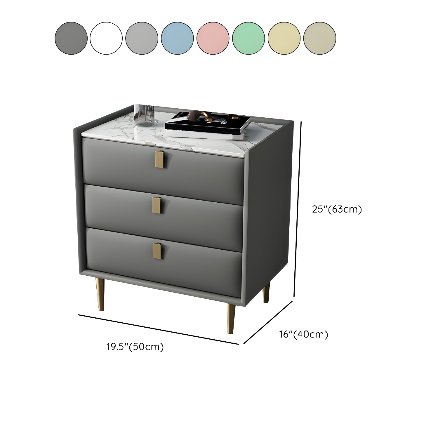 Modern Faux Leather Nightstand with Drawer Storage in Standard Height - image 15