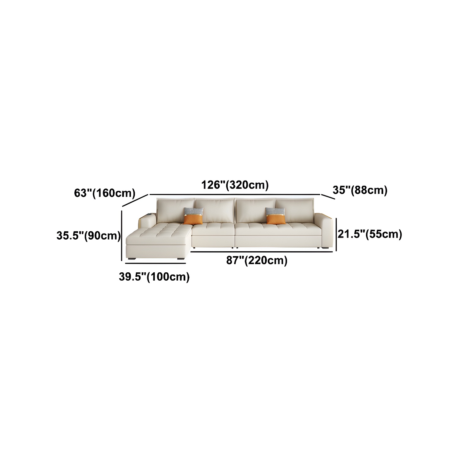 White Modern Sofa Bed with Storage USB Charging Convertible Sectional - image 16