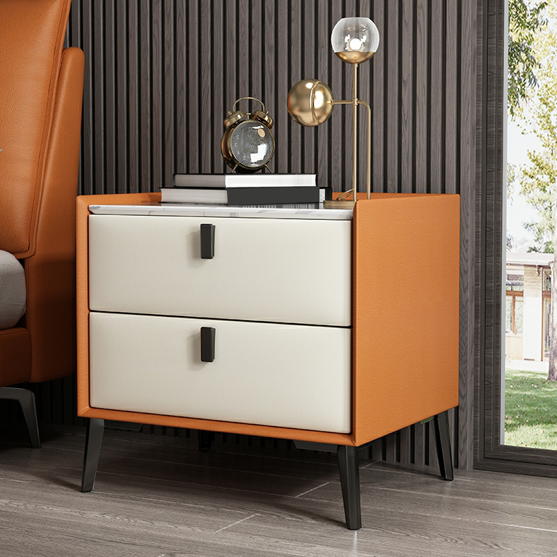 Contemporary 4 Legs Storage Drawer Nightstand with Black Handles for Bedroom - image 17