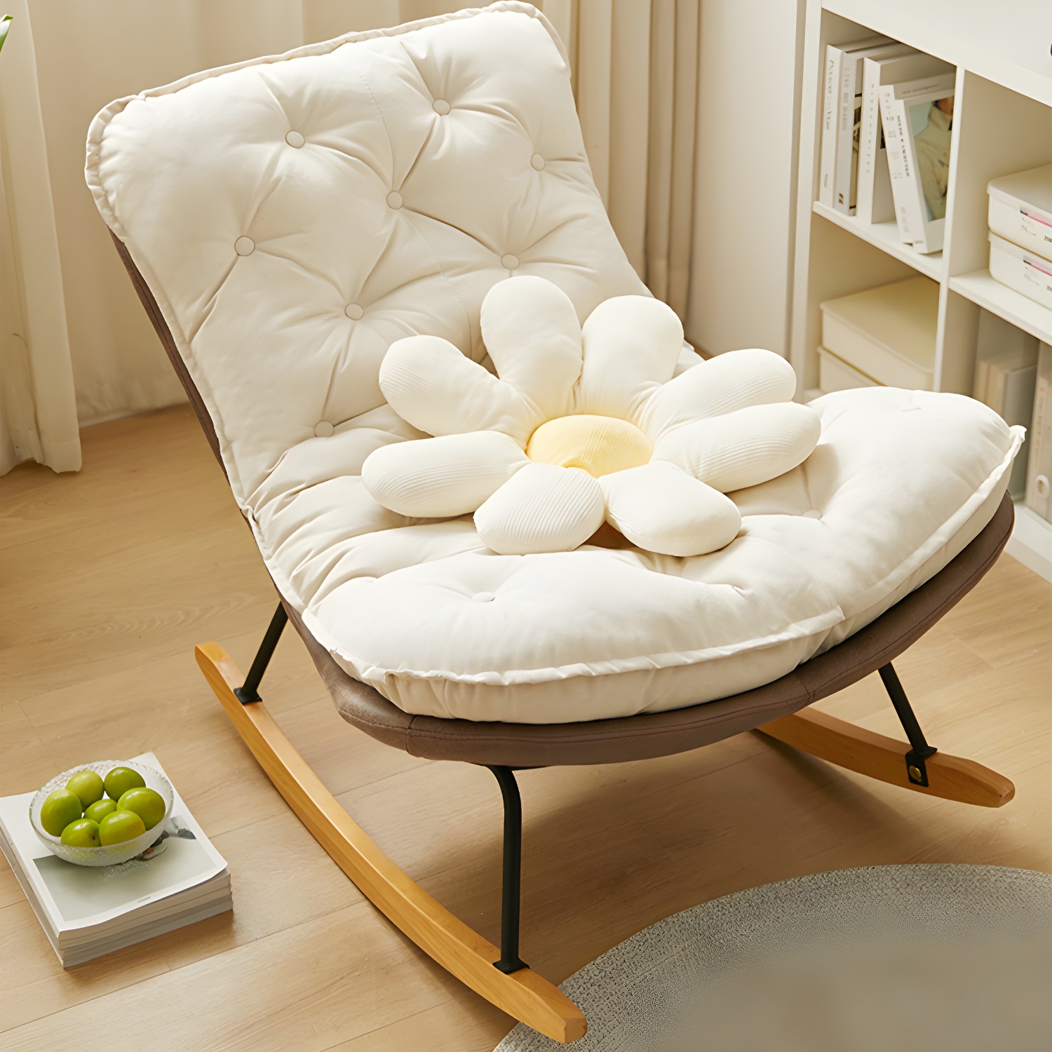 Stylish Modern Metal Rocking Chair with Tufted Upholstery and Stain-Resistant, Removable Cushions - image 9