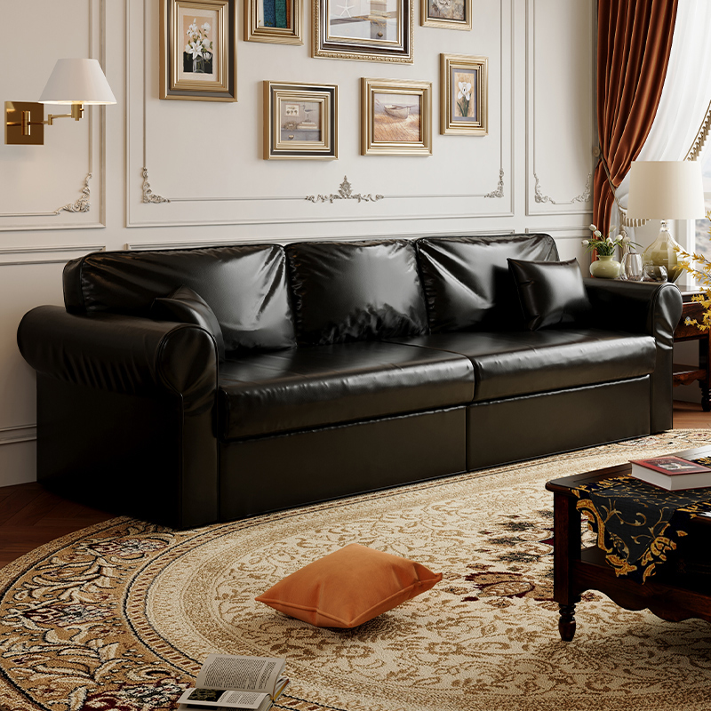 Modish Solid Color Stain Resistant Standard Sofa in Black/Jade Green/Taupe for 4-seater/5 Person with 2 Pillows