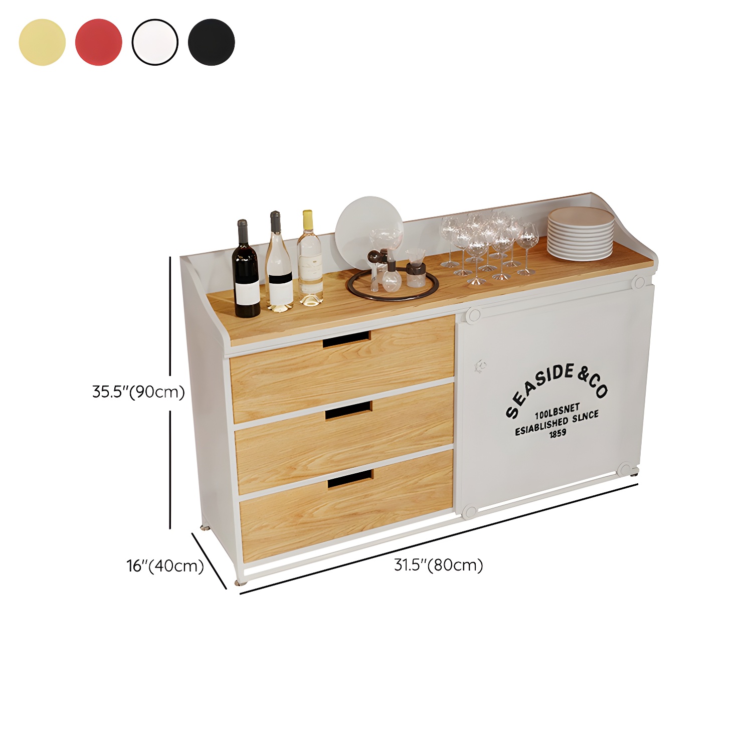 Industrial Metal Sideboard with Drawers, Cabinets, and Open Storage - 3 Drawers, 1 Interior Shelf - image 20