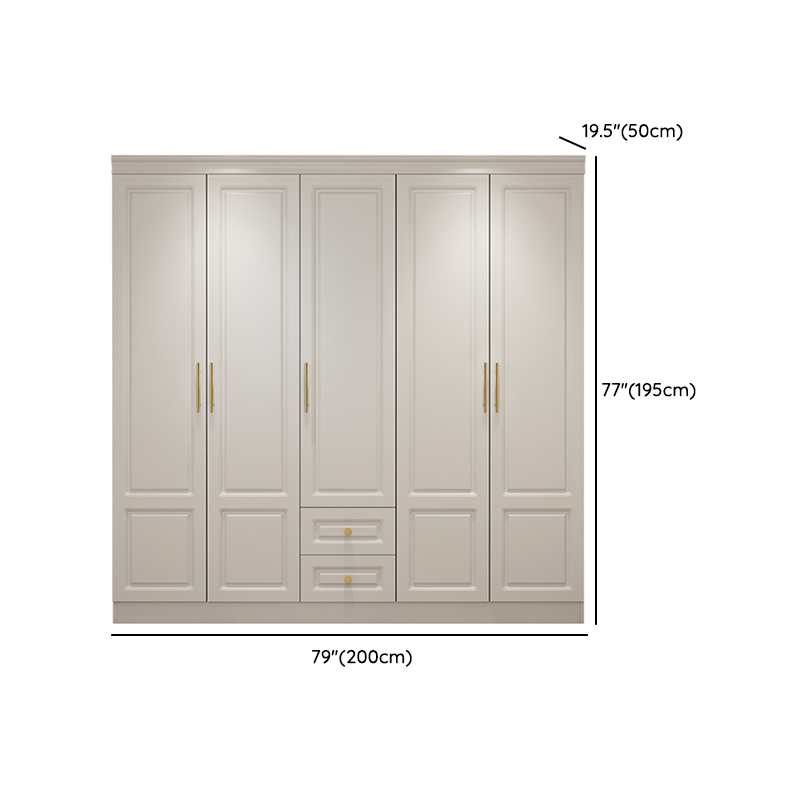 White Minimalist Lumber Wardrobe Closet with Soft Close Drawer, Soft Close Door, Interior Shelves, and Clothing Rod - image 13