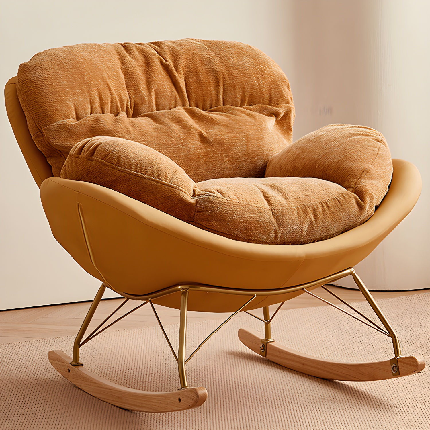 Scandinavia Rocking Accent Chair with Removable Cushions in Solid Wood - image 6