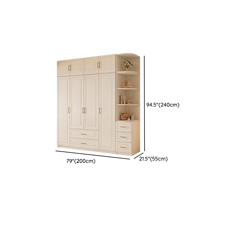 Chalk Modish Laminate Wardrobe Closet with Soft Close Drawer, Soft Close Door, Interior Shelves, and Clothing Rod - image 17