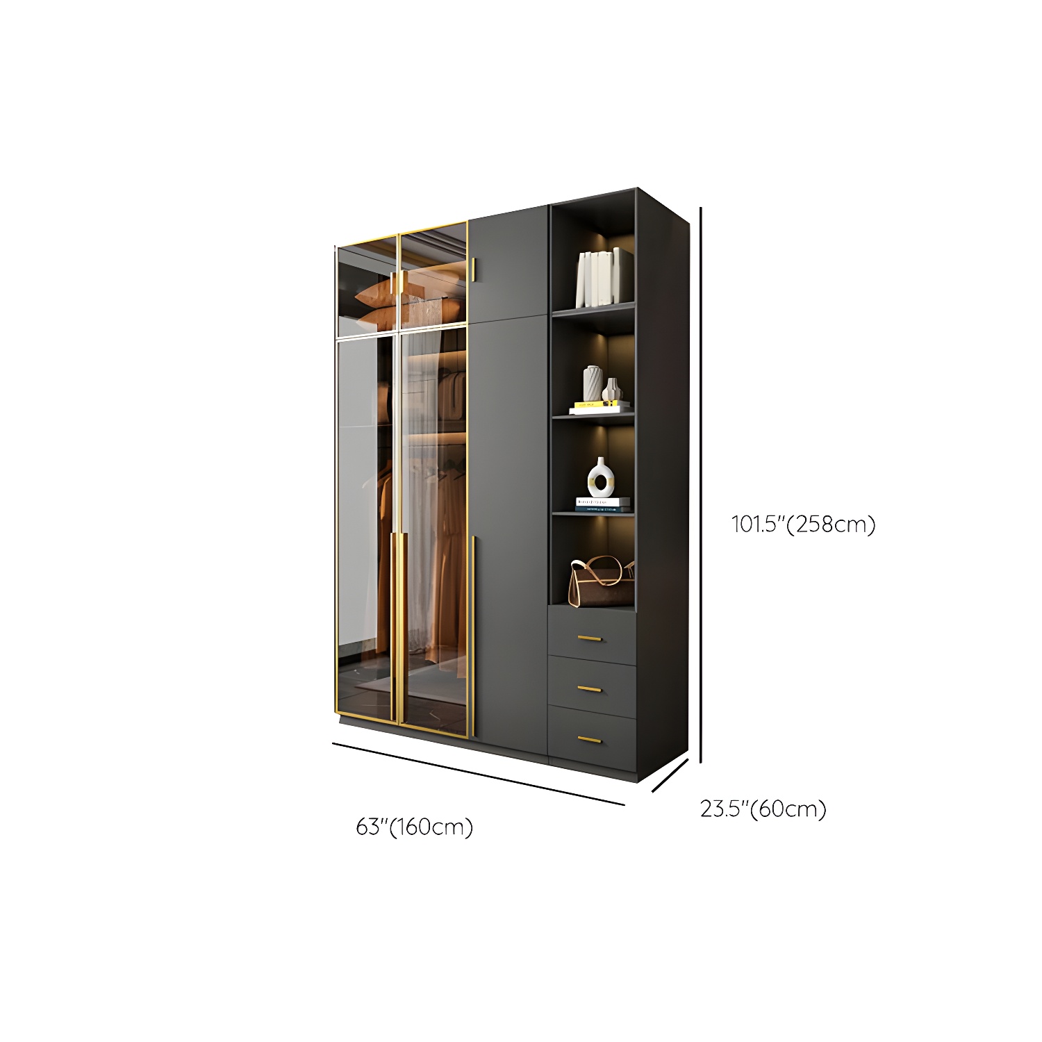 Modern Glass Wardrobe Wardrobe Armoire Wardrobe Cabinet for Home - image 33