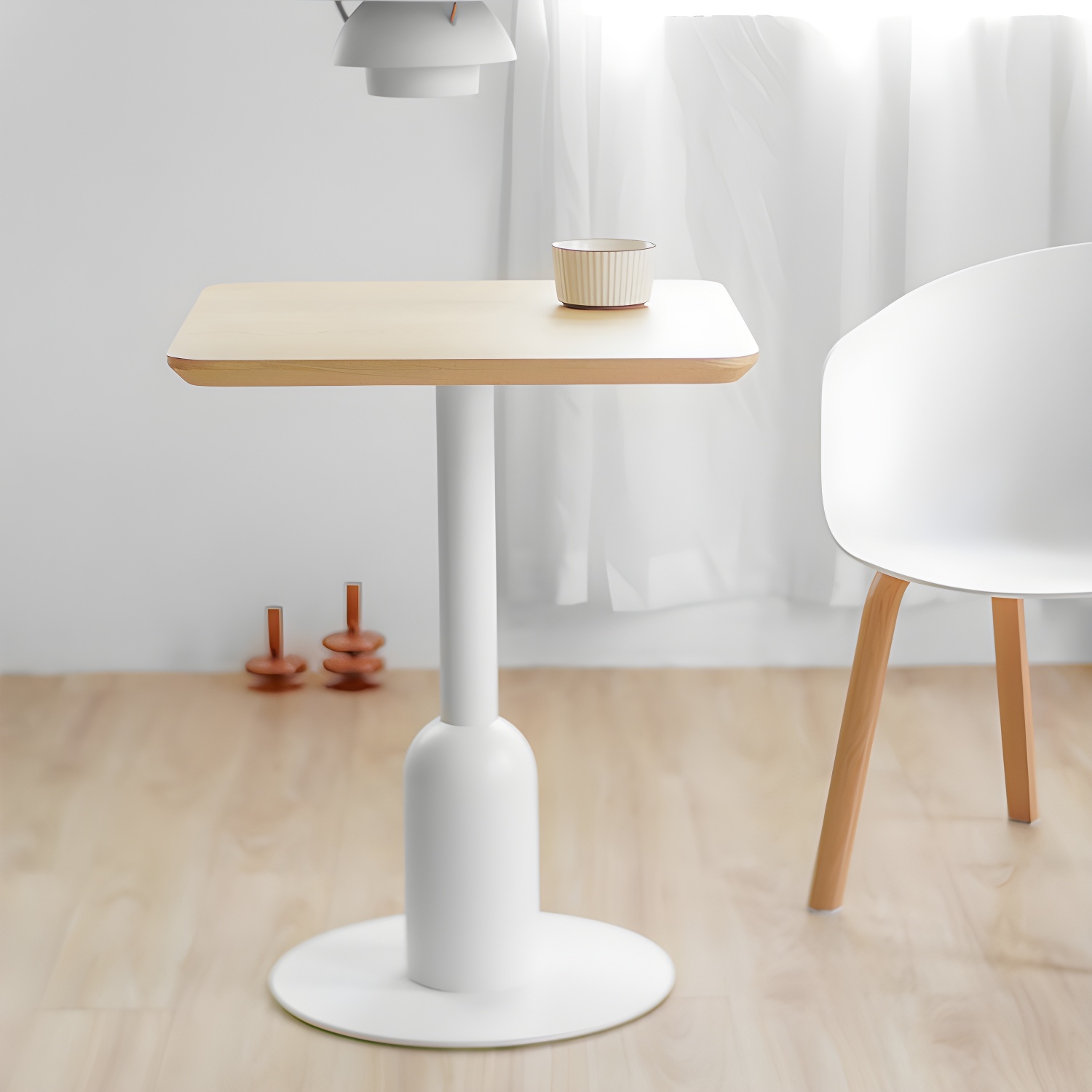 Industrial Style Dining Site Table MDF Dining Room Furniture with Pedestal Base - image 6