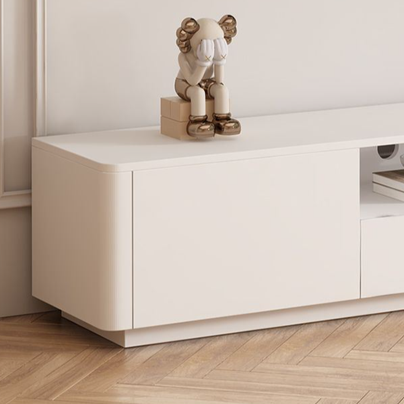 2 Tiers Chalk TV Stand with Shelf, 2 Drawers, Visible Storage & 4 Cabinets/2 Cabinets/6-Cabinet, Sitting Room
