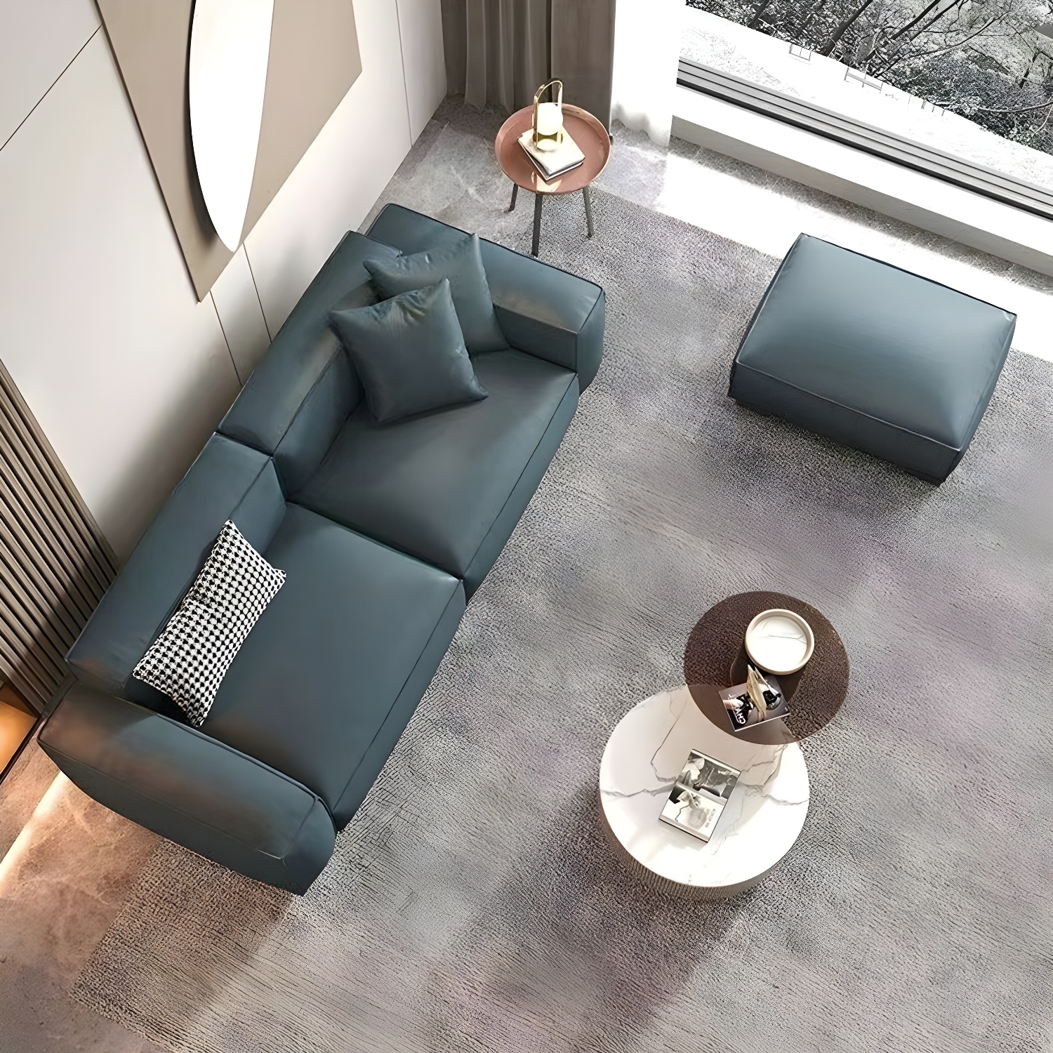 Extra Long Modern Wood Sofa with Stain Resistant Fabric and Seat for 5 People - image 22