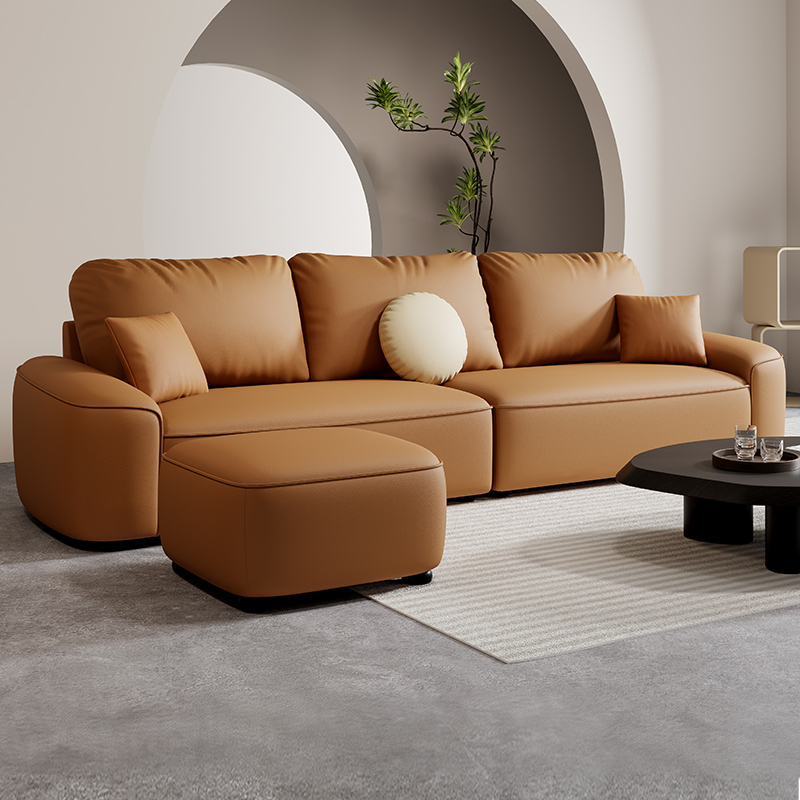 Tear Resistant Standard Sofa in Gray/Ivory/Citrus Color with 5 Pillows