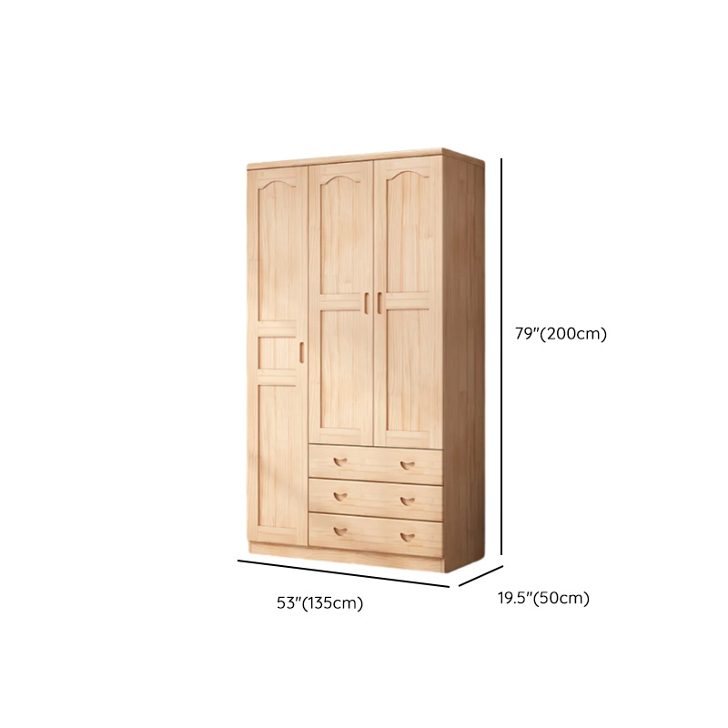 Modish Natural Color Reclaimed Wood Wardrobe Armoire with Soft Close Drawer, Soft Close Door - image 11