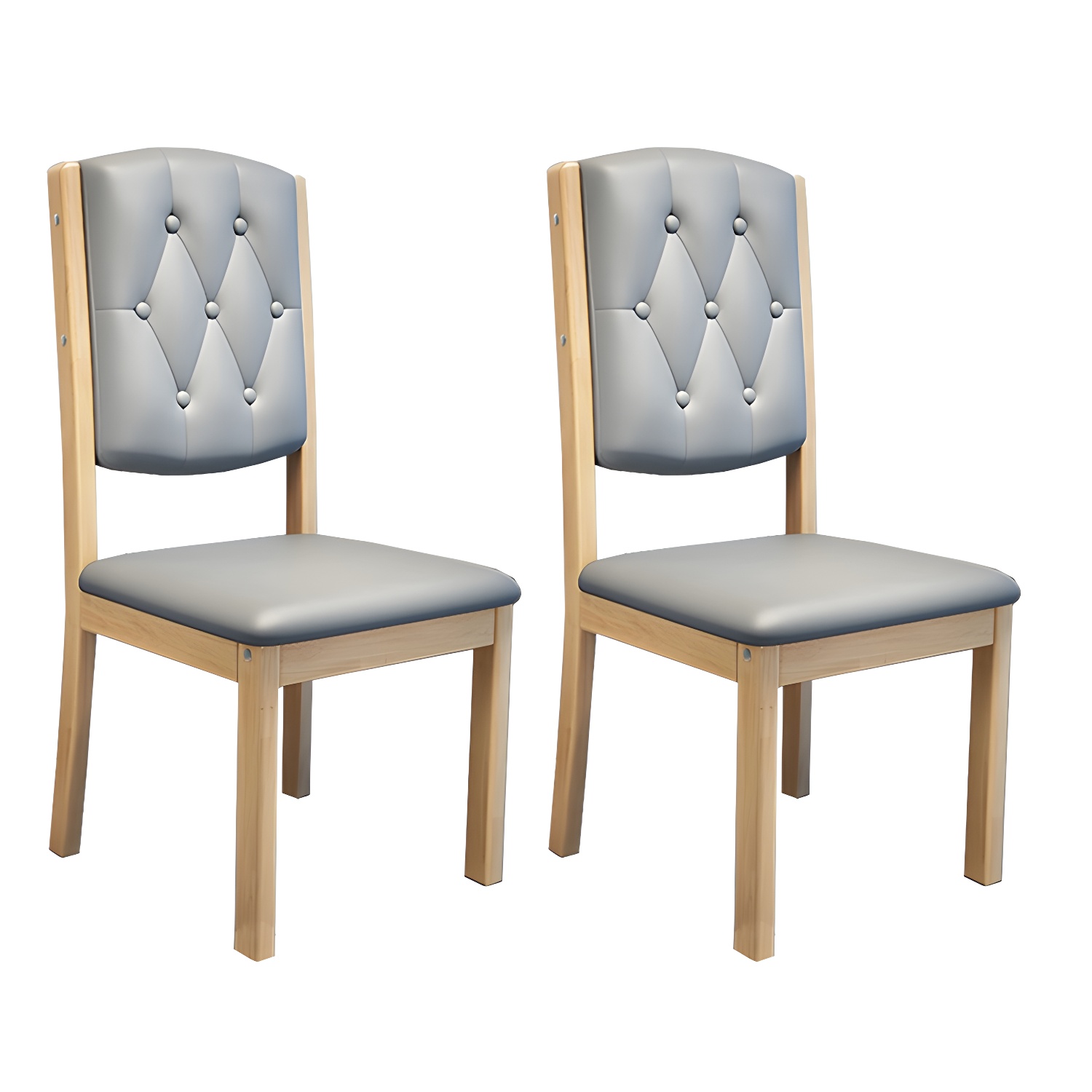 Matte Finish Leather Side Chair with Solid Wood Base for Home - image 5