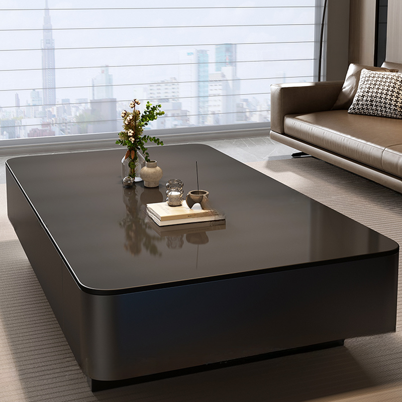 Rectangular Side Table with Twin Support Base, Rawhide Upholstery, and 2 Drawers - image 15
