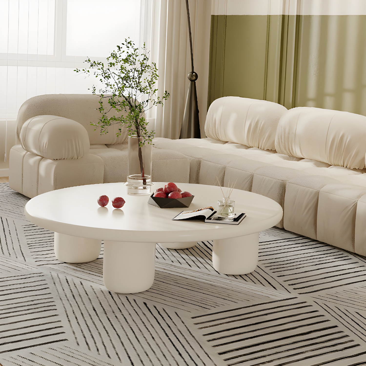Scandinavian 4 Legs Coffee Table Round 1 Single Cocktail Table