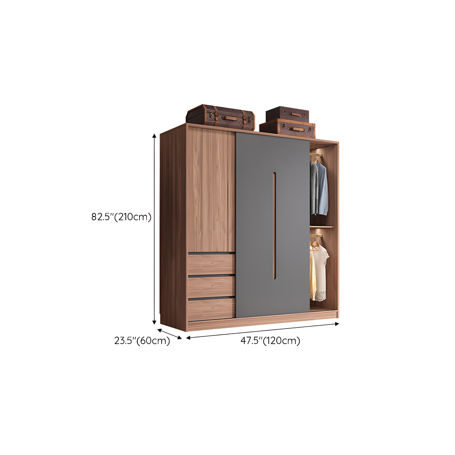 Contemporary Sliding Door Storage Cabinet Bedroom Cabinet with Drawers - image 13