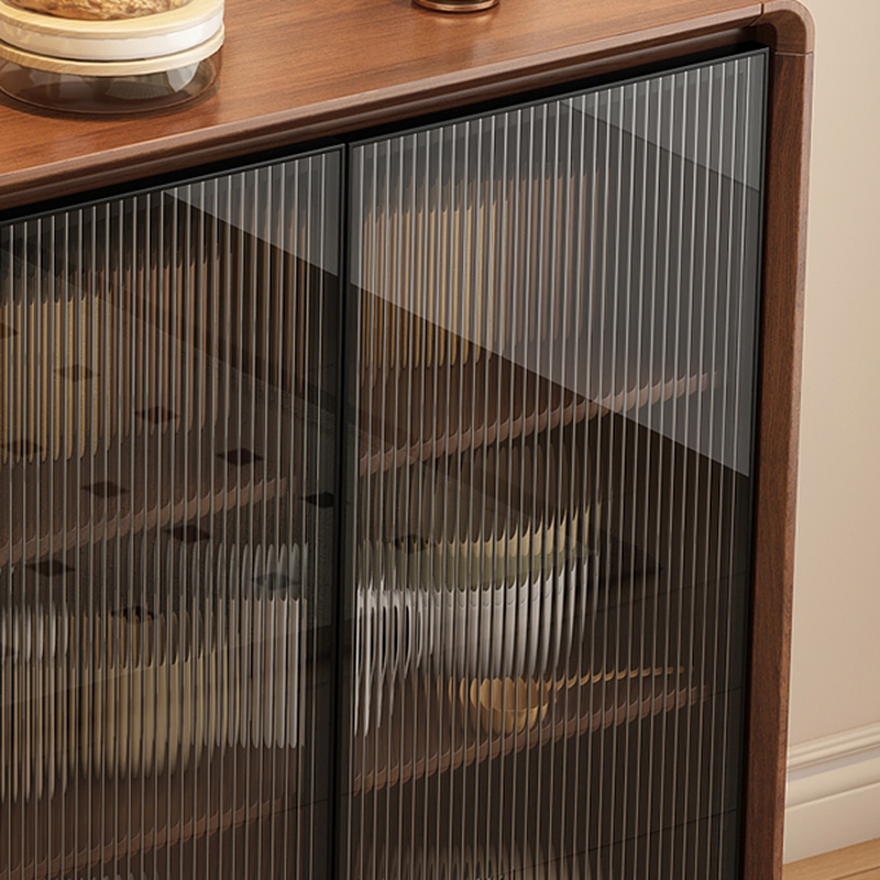 Espresso Sideboard with 3 Drawers, Locker Cabinet, Narrow Size, Compartment Storage, Glass-panel Door, and Flexible Shelf - image 6