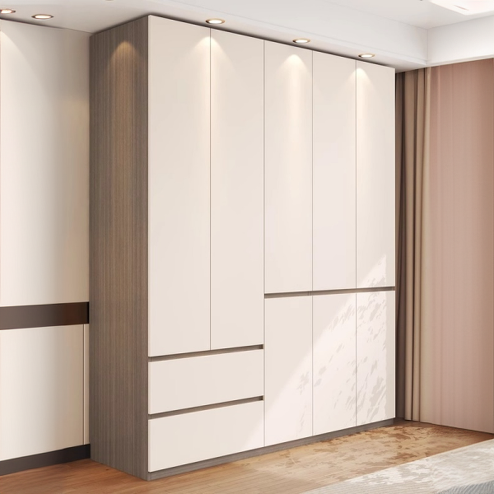 Beige Modish Armoire Cabinet in Manufactured Wood with Soft Close Drawer, Soft Close Door, Interior Shelves, and Clothing Rod - image 3