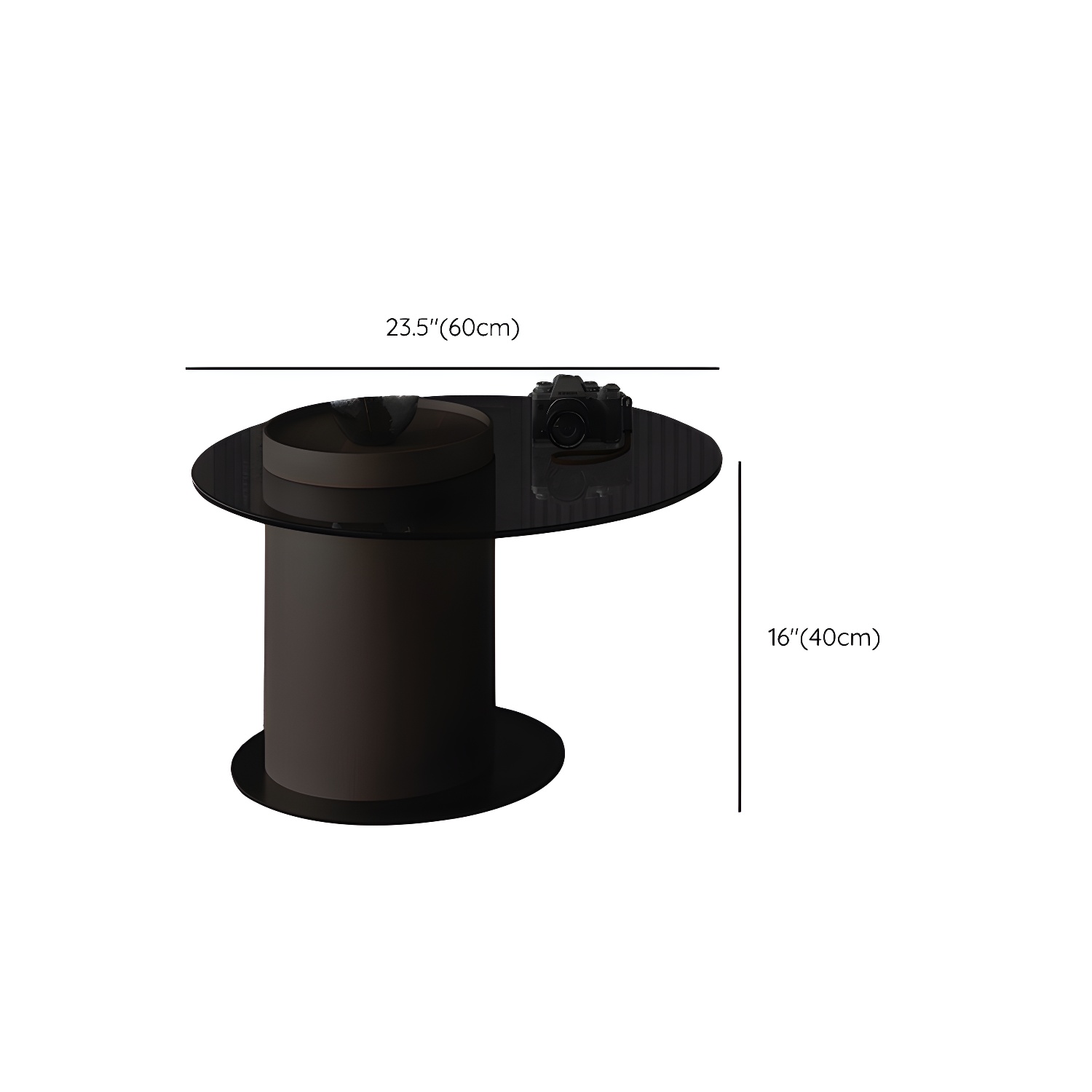 11"H Contemporary Coffee Table Round Coffee Cocktail Table with Drawer - image 19