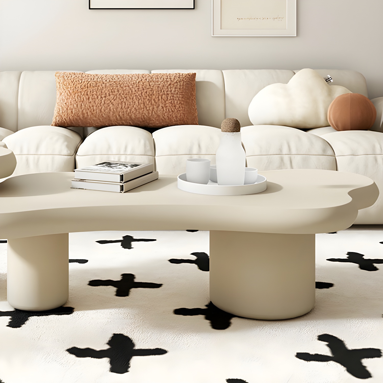 Cloud Shape Coffee Cocktail Table in Solid Wood Modern Style - image 11