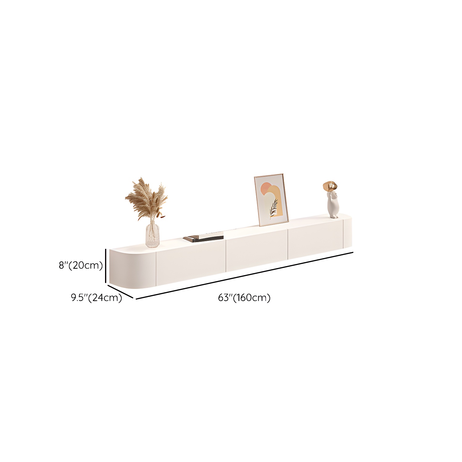 Contemporary Solid Wood Wall-mounted TV Media Stand with Drawers - image 15