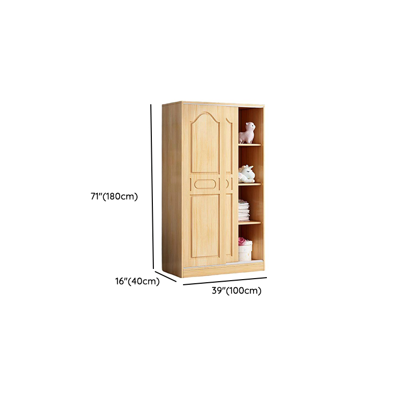Natural Finish Modish Pine Wood Wardrobe Closet with Soft Close Door, Interior Shelves, and Clothing Rod - image 13