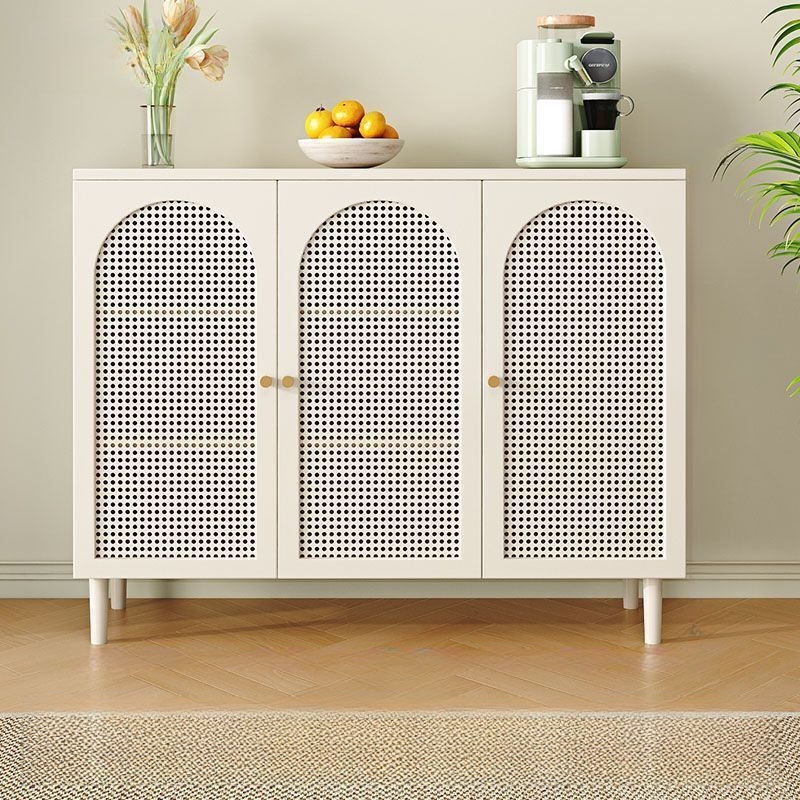 White Trendy Sideboard with 3 Drawers, Narrow/Standard Size, 3/6 Shelves, Lumber Countertop, and Glass-panel Door - image 9