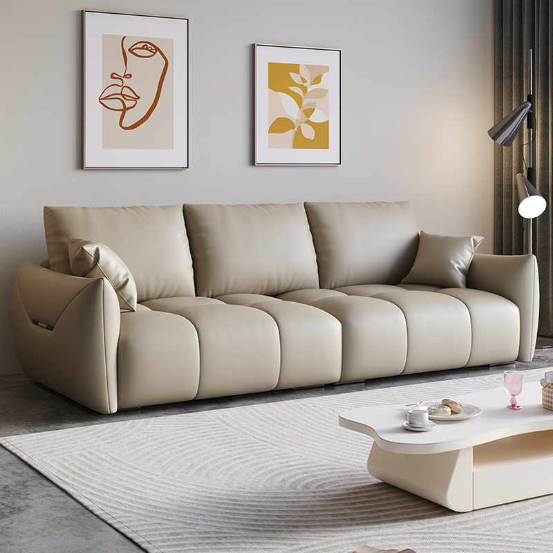 Modern Solid Color Scratch-defiant Standard Sofa in Light Gray/Emerald Green/Auburn, 3-seater with 2 Pillows - image 9
