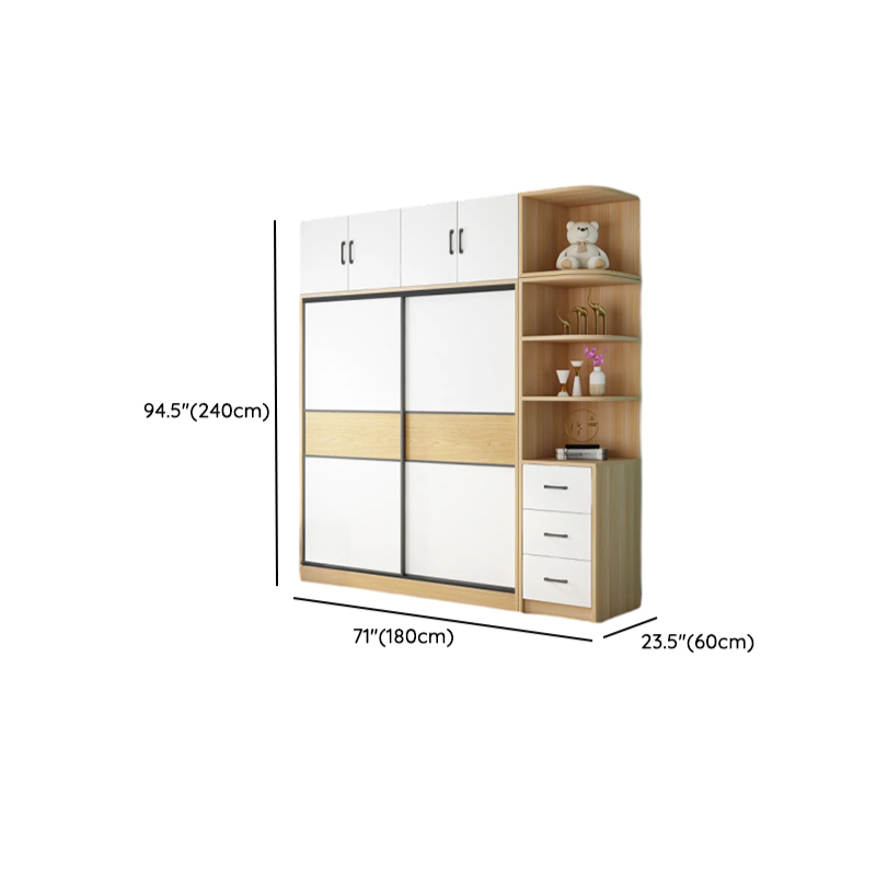 Natural Finish Modish Laminate Wardrobe Closet with 3-Drawer/4-Drawer, Interior Shelves, and Clothing Rod - image 14