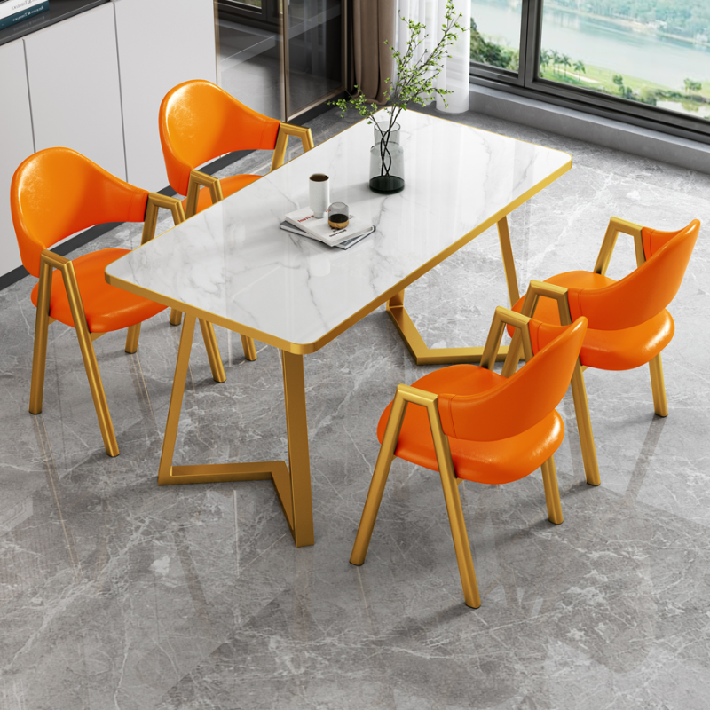 Glamorous Stone Top Sleigh Base Dining Table Set - image 20
