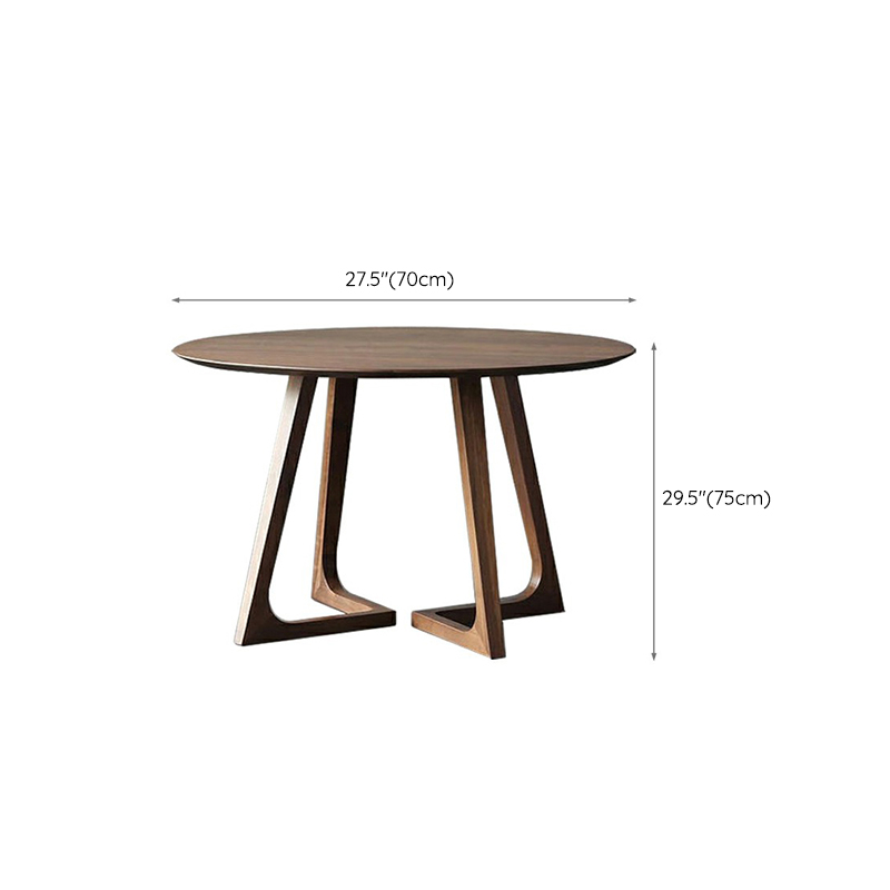 Scandinavian Brown Round Wood Dining Table with Double Pedestal Base - image 11