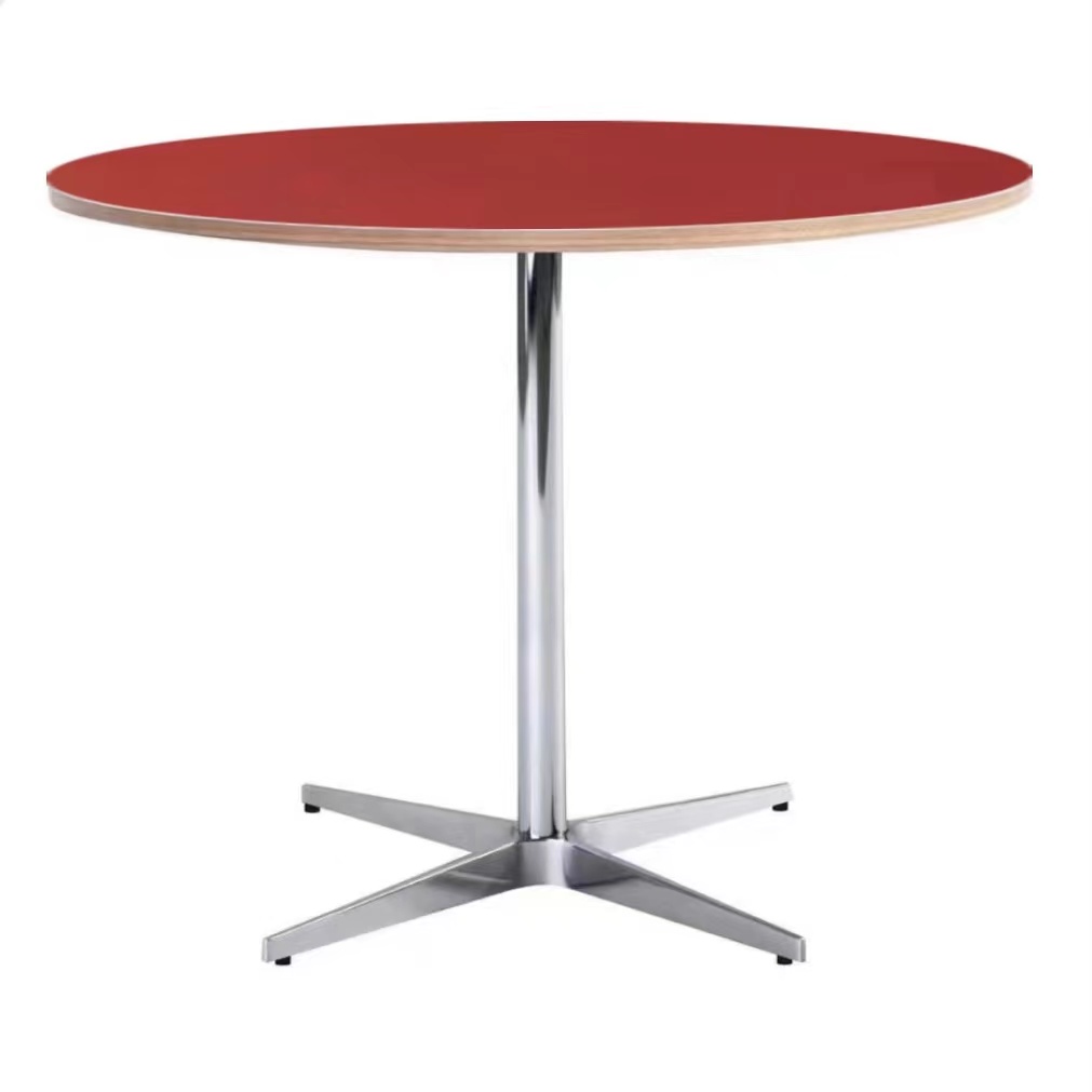 Trendy Orbicular Dining Table with Timber Top, Fixed Table Mechanism in Cerulean/Green/Apricot Color - image 7