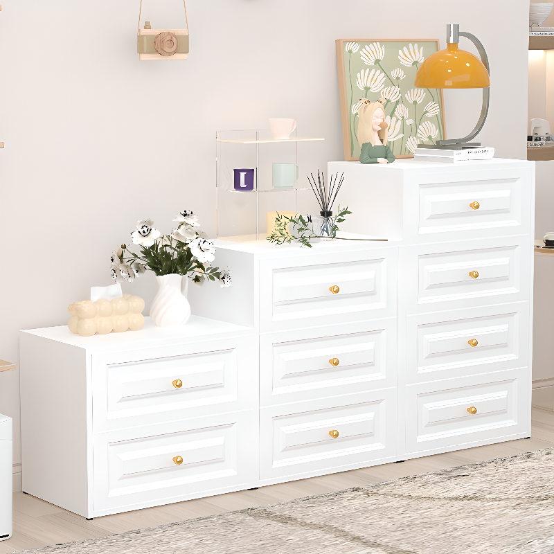White Simple Iron Lingerie Chest/Bachelor Chest with 5/4/3 Drawers in Vertical/Horizontal Orientation