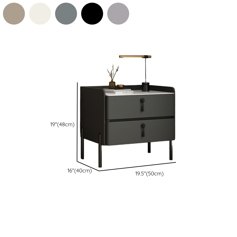Stylish/Art Deco Drawer Storage Nightstand with 2 Drawers, Stone Countertop, and Leg - image 13