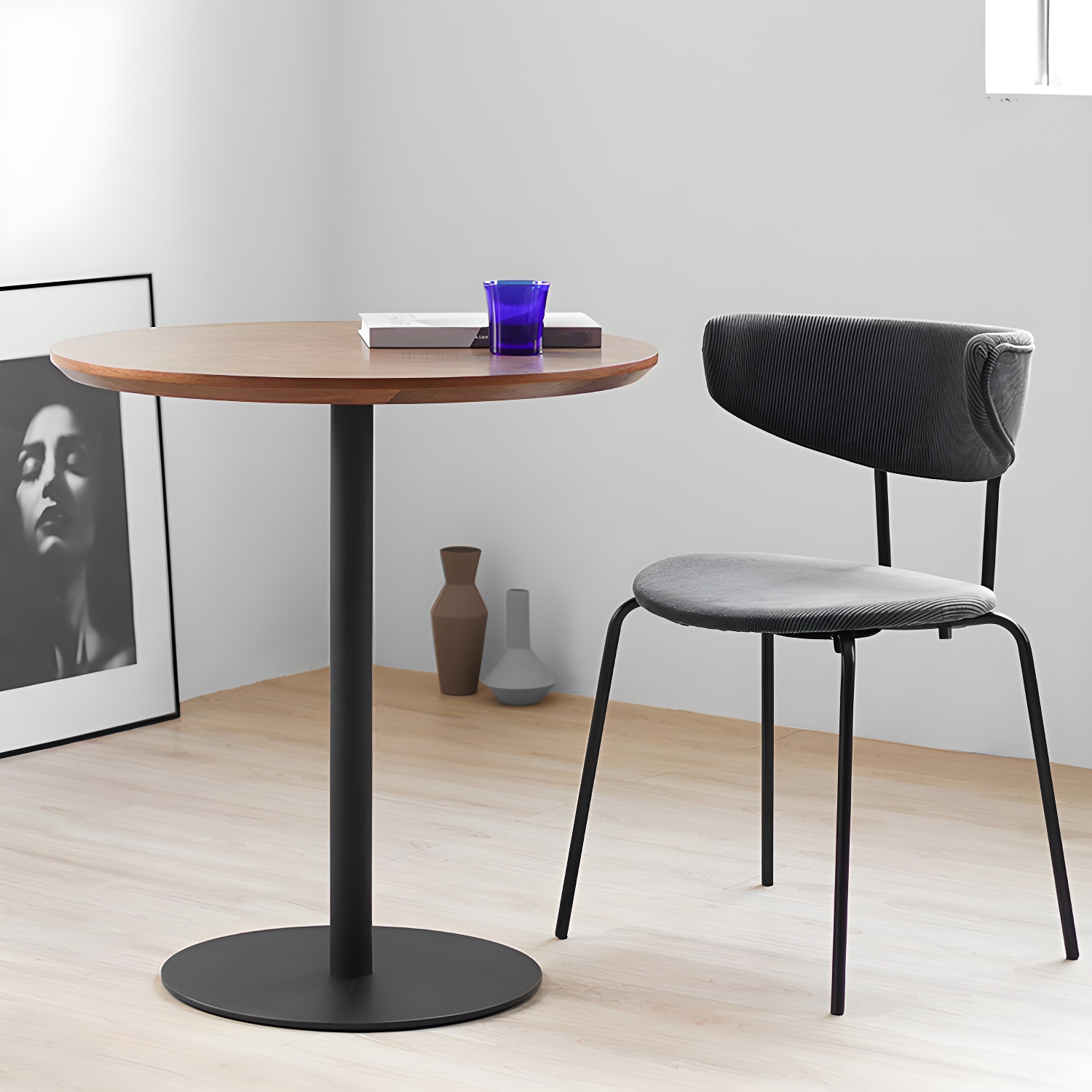 Round Tulip Base Casual Dining Table Four-Color Fixed Table with Solid Wood - image 18