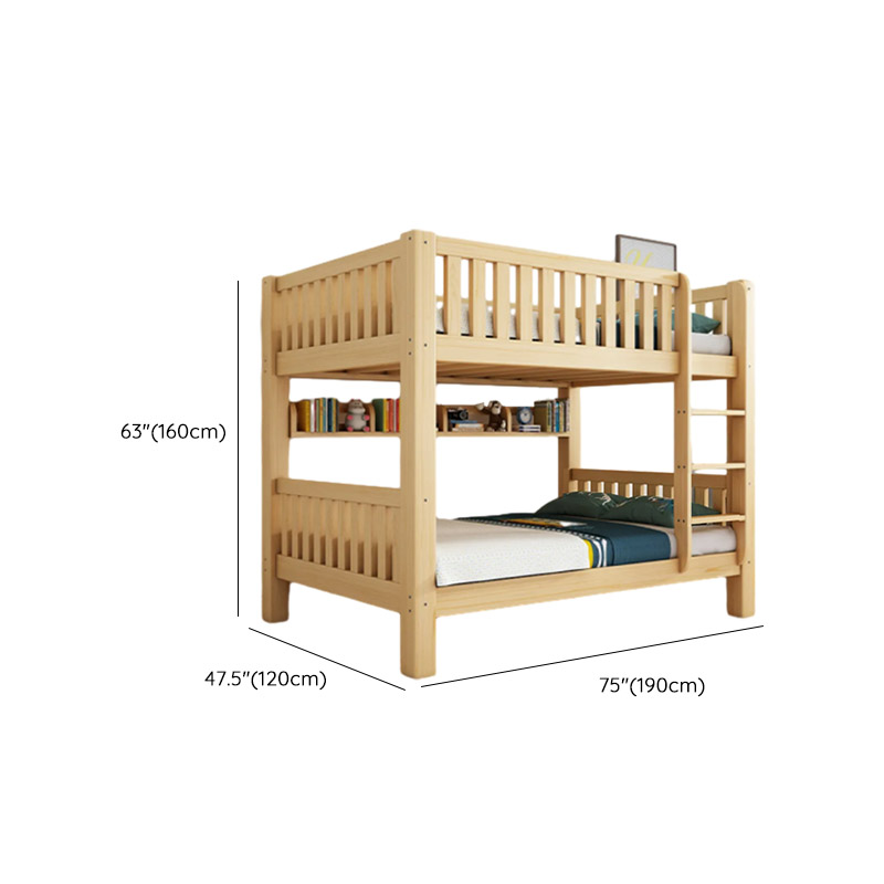 Timber Wood Color Bunk Bed with 2 Storage Boxes, Safety Guardrail & Compartment Bedroom - image 29