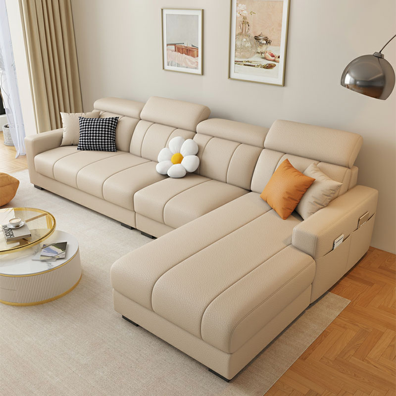 Modern Style L-Shape Sofa Recliner with Storage and Recessed Arm