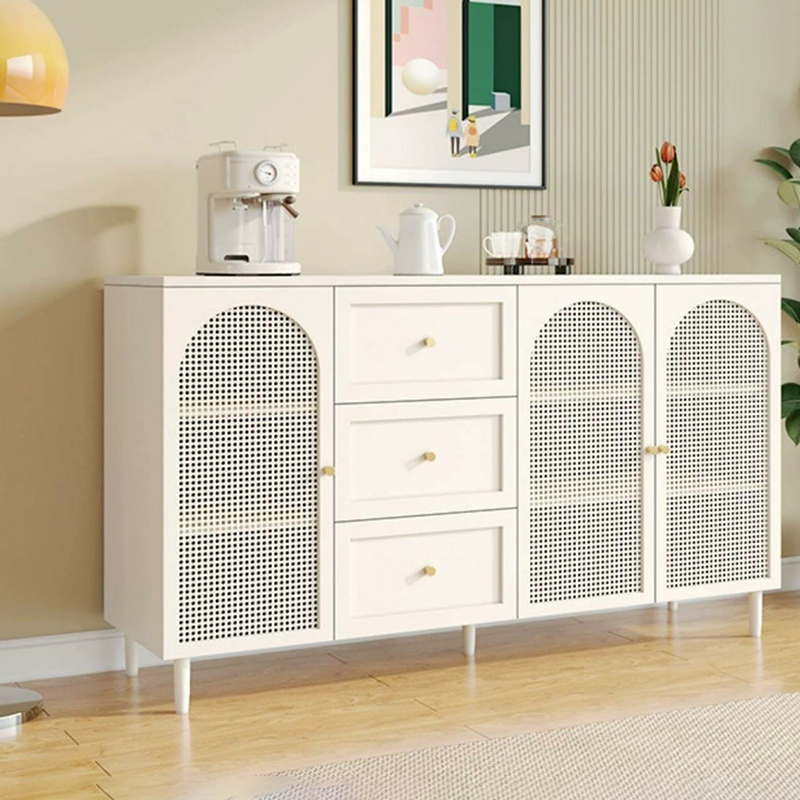 White Modern Sideboard Credenza with Cabinets and Reserve Installation Holes, Full Assembly Required - image 6