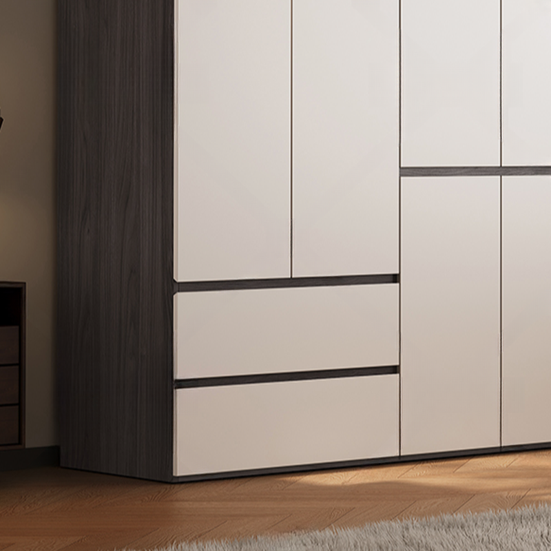 White Minimalist Manufactured Wood Independent Wardrobe Closet with Soft Close Drawer, Soft Close Door, and Interior Shelves - image 4