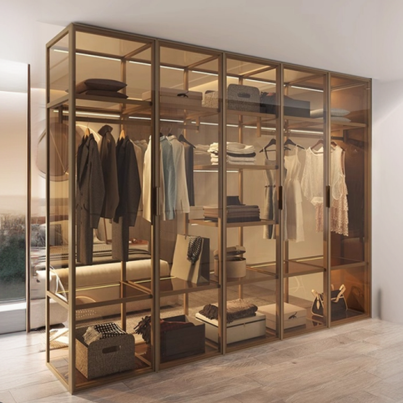 Art Deco Vitreous Wardrobe Armoire with Soft Close Door, Interior Shelves, Clothing Rod, and Hinged Mechanism - image 6