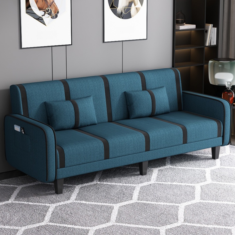 Striped Standard Sofa in Dark Gray/Cerulean/Off-White with Armrest - image 11