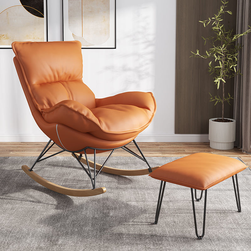 Modern Water Proof Cerulean/Dove Grey/Olive Green Upholstered Living Room Rocking Chair with Upholstered Footstool - image 6