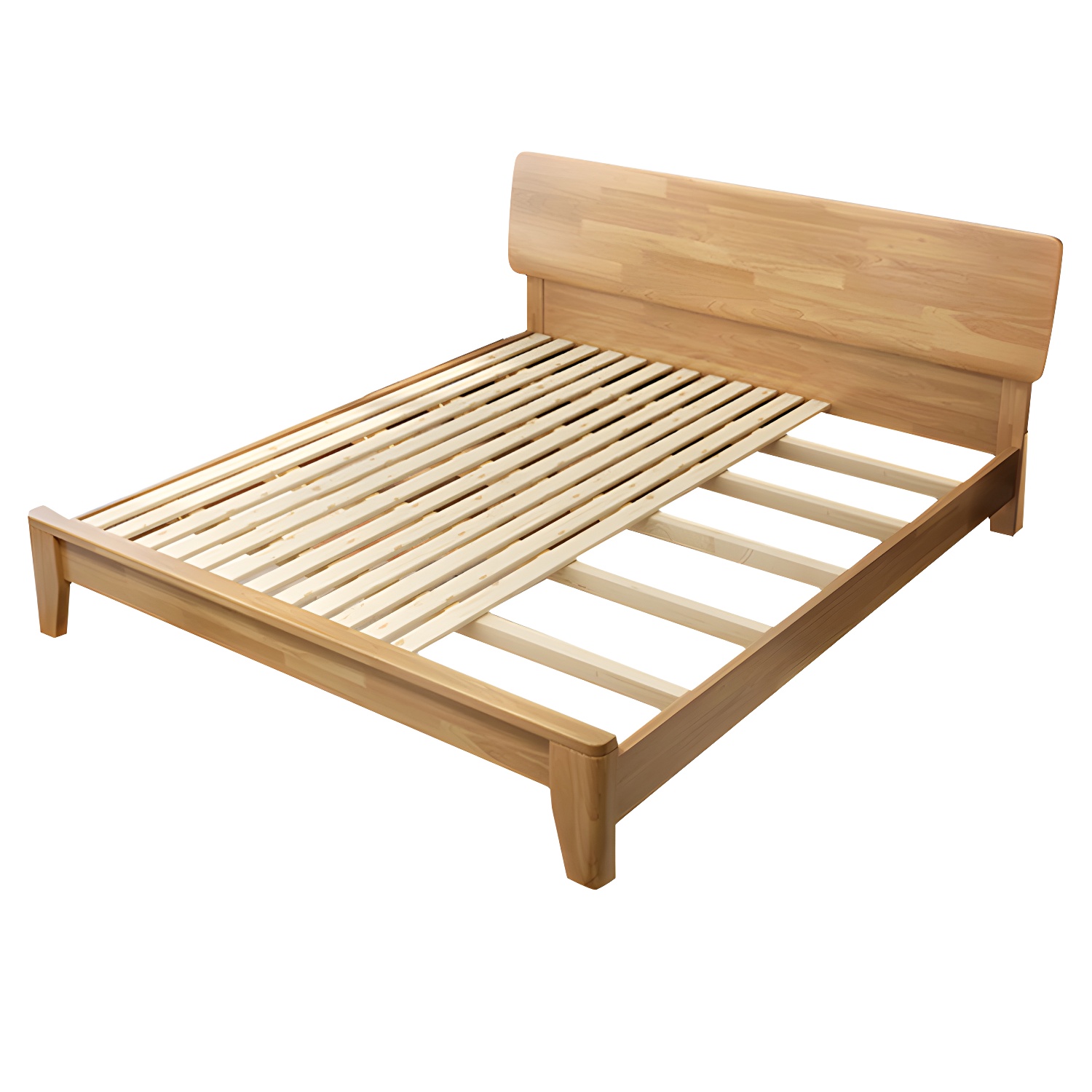 84.65 inch Wide Mid-century Bed Frame Rubberwood Bed with Headboard - image 5