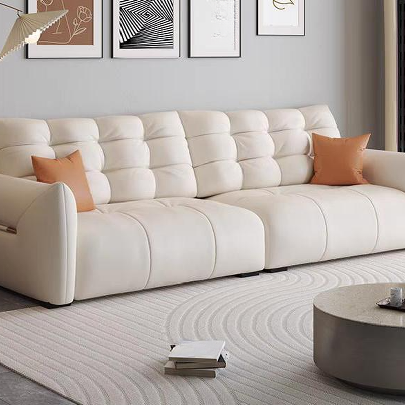 Tear Resistant Standard Sofa with Pu/Flannel Upholstery in Black/White/Light Green - image 9