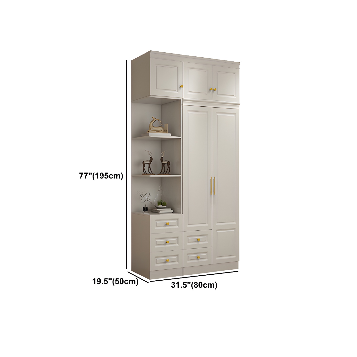 Hinged White Wardrobe Armoire Engineered Wood Wardrobe Closet - image 26